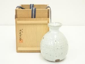 京焼　東憲造　白釉一輪生（共箱）